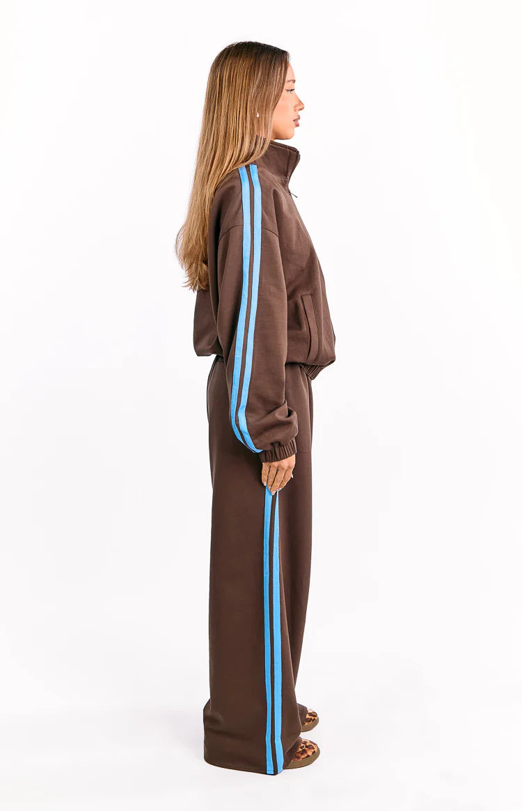 Kosie Chocolate And Blue Stripe Jacket - PRE ORDER