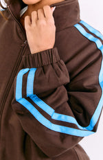 Kosie Chocolate And Blue Stripe Jacket - PRE ORDER