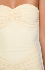 Krissy Cream Mesh Strapless Maxi Dress Image