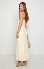 Krissy Cream Mesh Strapless Maxi Dress Image