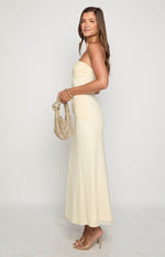 Krissy Cream Mesh Strapless Maxi Dress Image