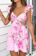 Kyla Pink Lilly Print Mini Dress Image