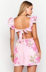 Kyla Pink Lilly Print Mini Dress Image