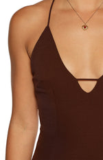 La Jolla Brown V-Neck Maxi Dress Image