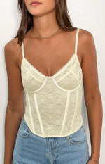 Lace Lotus Cream Corset Top Image