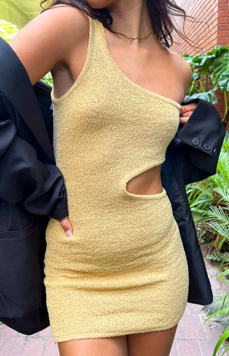Laurynn Mustard Knit Mini Dress Image