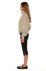 Lee Beige Plaid Funnel Neck Jacket - PRE ORDER