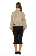 Lee Beige Plaid Funnel Neck Jacket - PRE ORDER