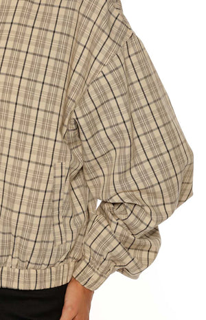 Lee Beige Plaid Funnel Neck Jacket - PRE ORDER