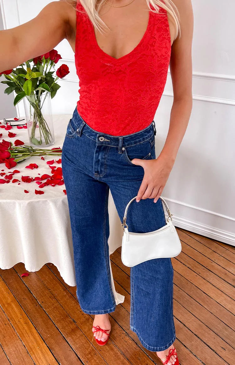 Lenny Dark Blue Denim Flare Jeans