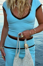 Levi Blue Contrast Bind Asymmetric Skirt