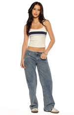 Leya White Contrast Stripe Singlet