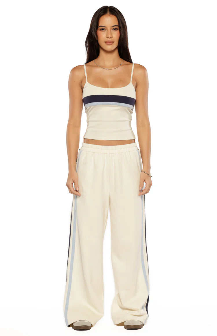 Leya White Contrast Stripe Pants