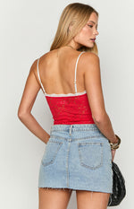 Libby Red Lace Crop Top Image