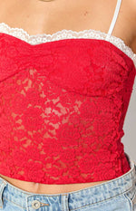 Libby Red Lace Crop Top