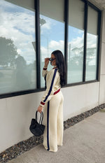 Liberty Cream Knit Jacquard Zip Sweater