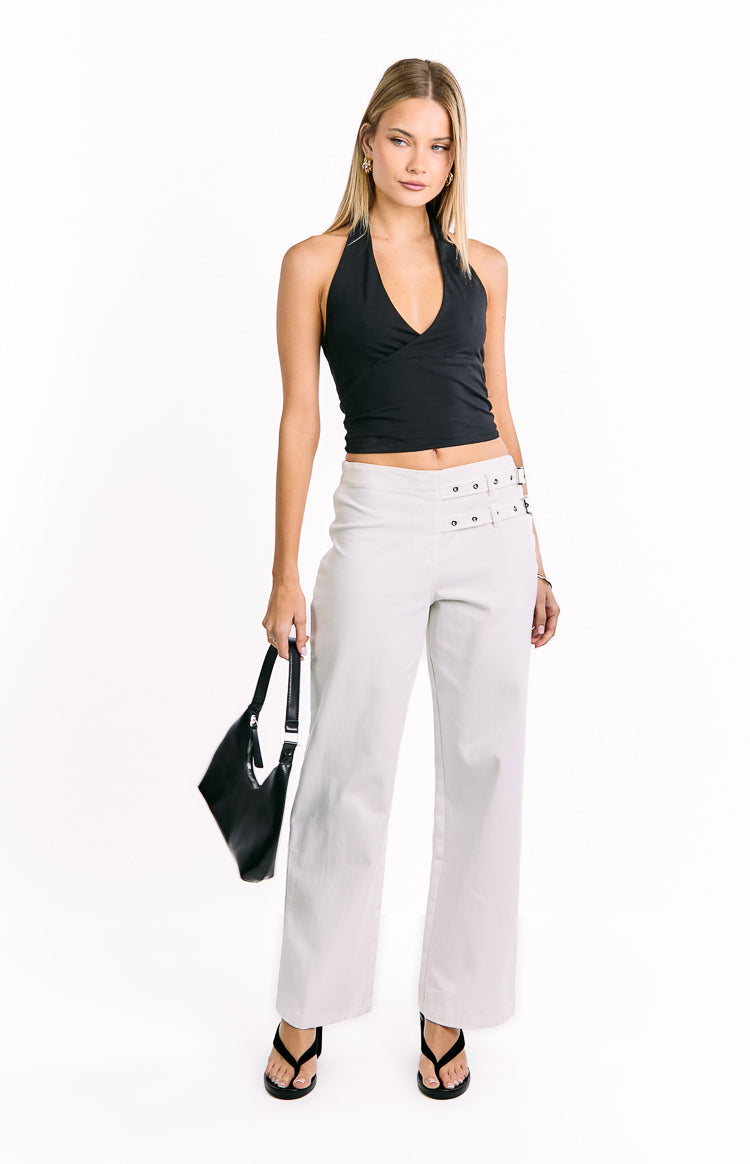 Lila Off White Buckle Pants Image