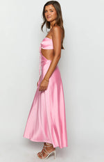 Lili Pink Satin Strapless Maxi Dress