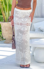 Lillie White Crochet Lace Maxi Skirt