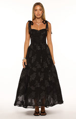 Lily Black Tie Shoulder Formal Maxi Dress Image