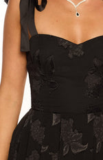 Lily Black Tie Shoulder Formal Maxi Dress Image