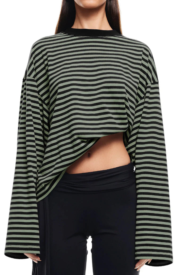 Lioness Bloom Forest Stripe Long Sleeve Top