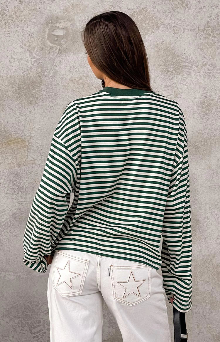 Lioness Bloom Moss Stripe Long Sleeve Top