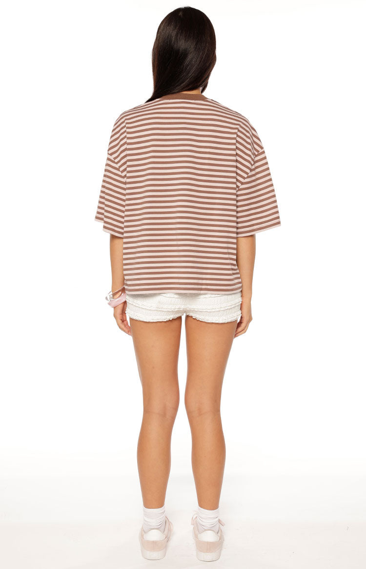 Lioness Bloom Short Sleeve Top Chocolate Blush Stripe Image