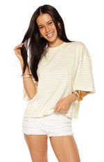 Lioness Bloom Short Sleeve Top Lemontini Stripe Image