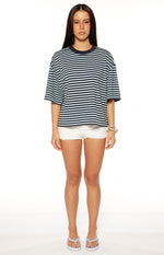 Lioness Bloom Short Sleeve Top Navy Sea Stripe Image