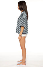 Lioness Bloom Short Sleeve Top Navy Sea Stripe