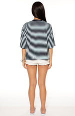 Lioness Bloom Short Sleeve Top Navy Sea Stripe Image