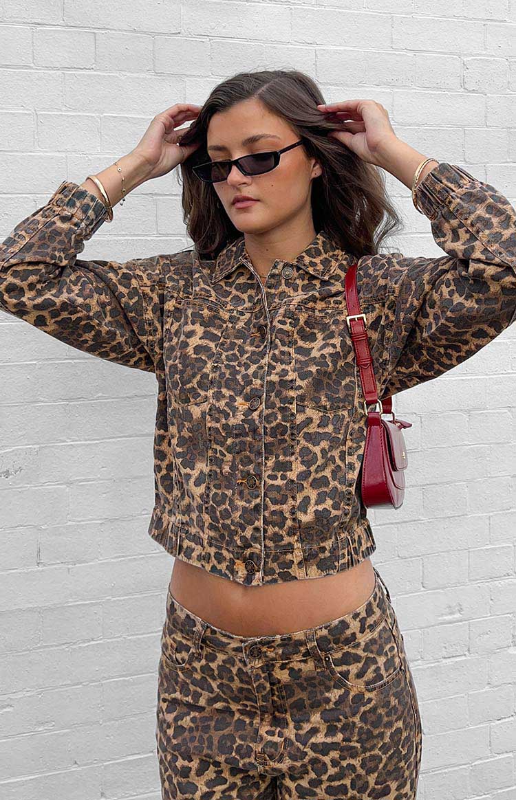 Lioness Carmela Leopard Print Denim Jacket Image