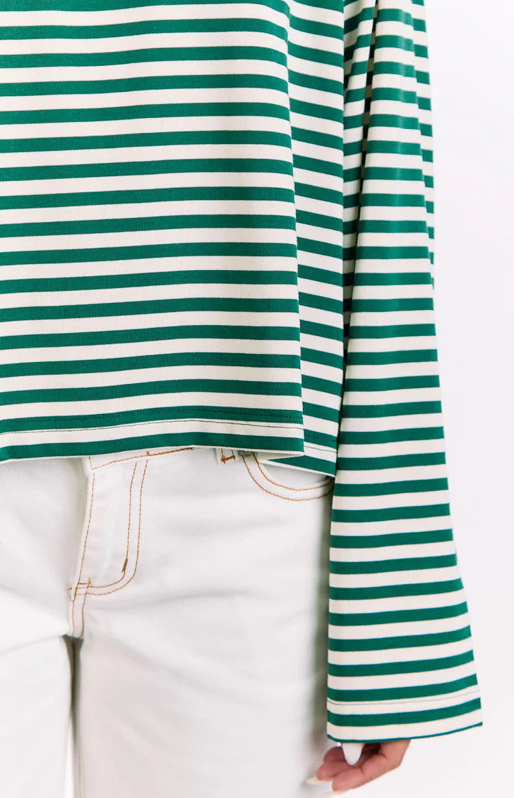 Lioness Bloom Moss Stripe Long Sleeve Top