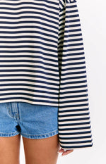 Lioness Bloom Navy Stripe Long Sleeve Top