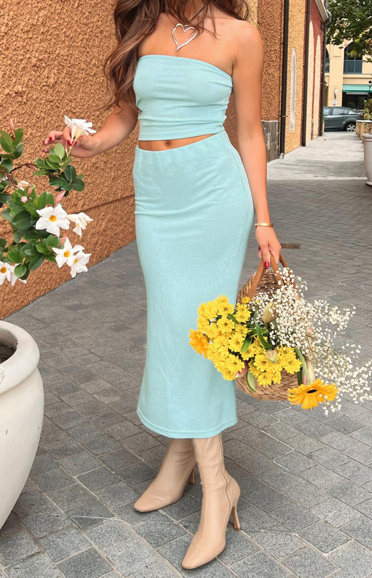 Liv Blue Knit Midi Skirt Image