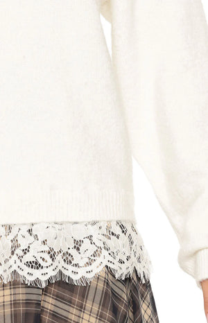 Lolly Cream Lace Trim Knit