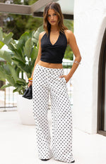Loreta White Polka Dot Low Waist Pants Image