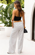 Loreta White Polka Dot Low Waist Pants Image