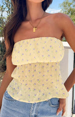 Lou Lou Yellow Floral Strapless Top Image