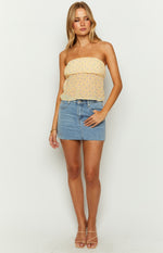 Lou Lou Yellow Floral Strapless Top Image