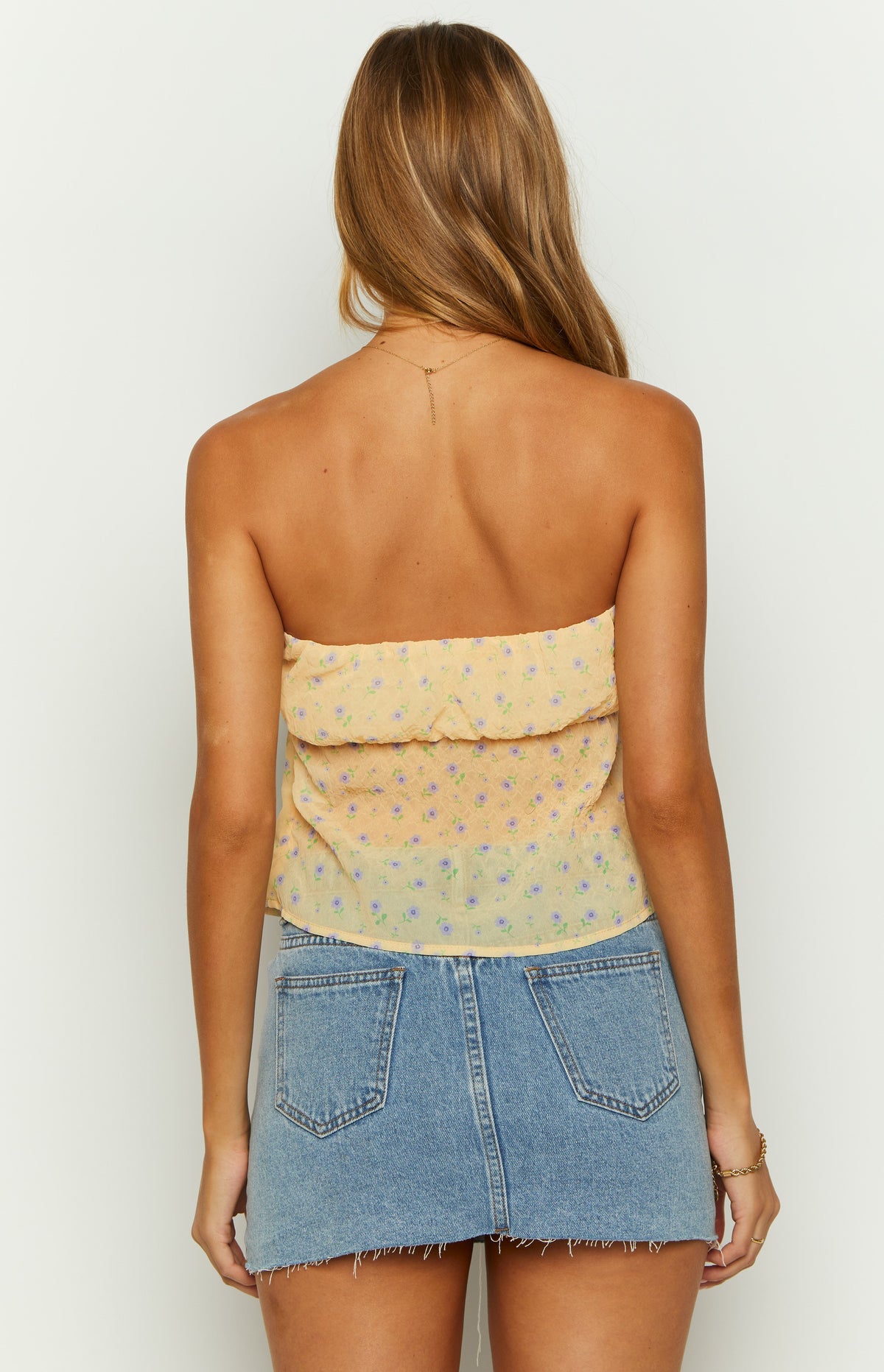 Lou Lou Yellow Floral Strapless Top Image