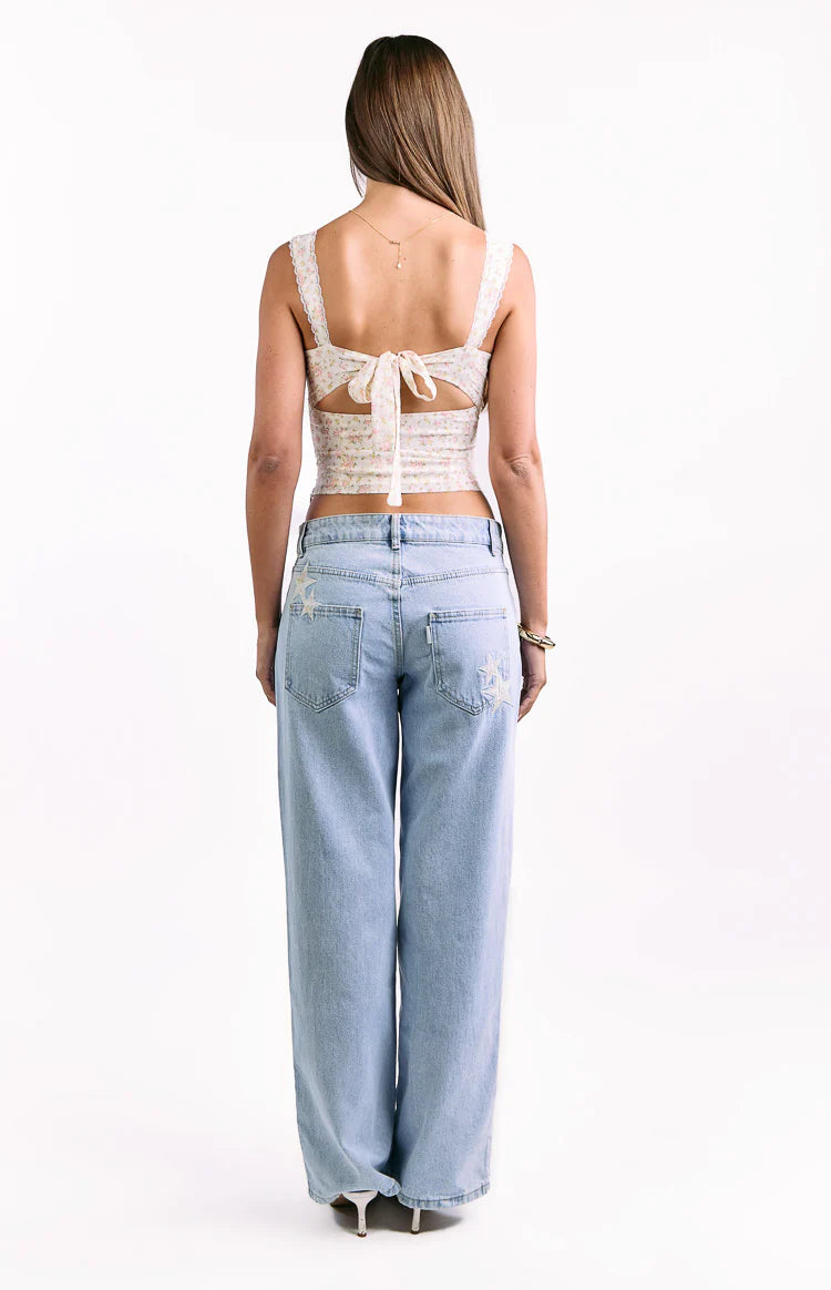 Louis White Floral Corset Top