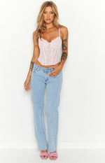 Louisa Pink Lace Corset Top Image
