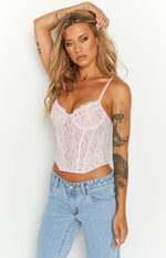 Louisa Pink Lace Corset Top Image