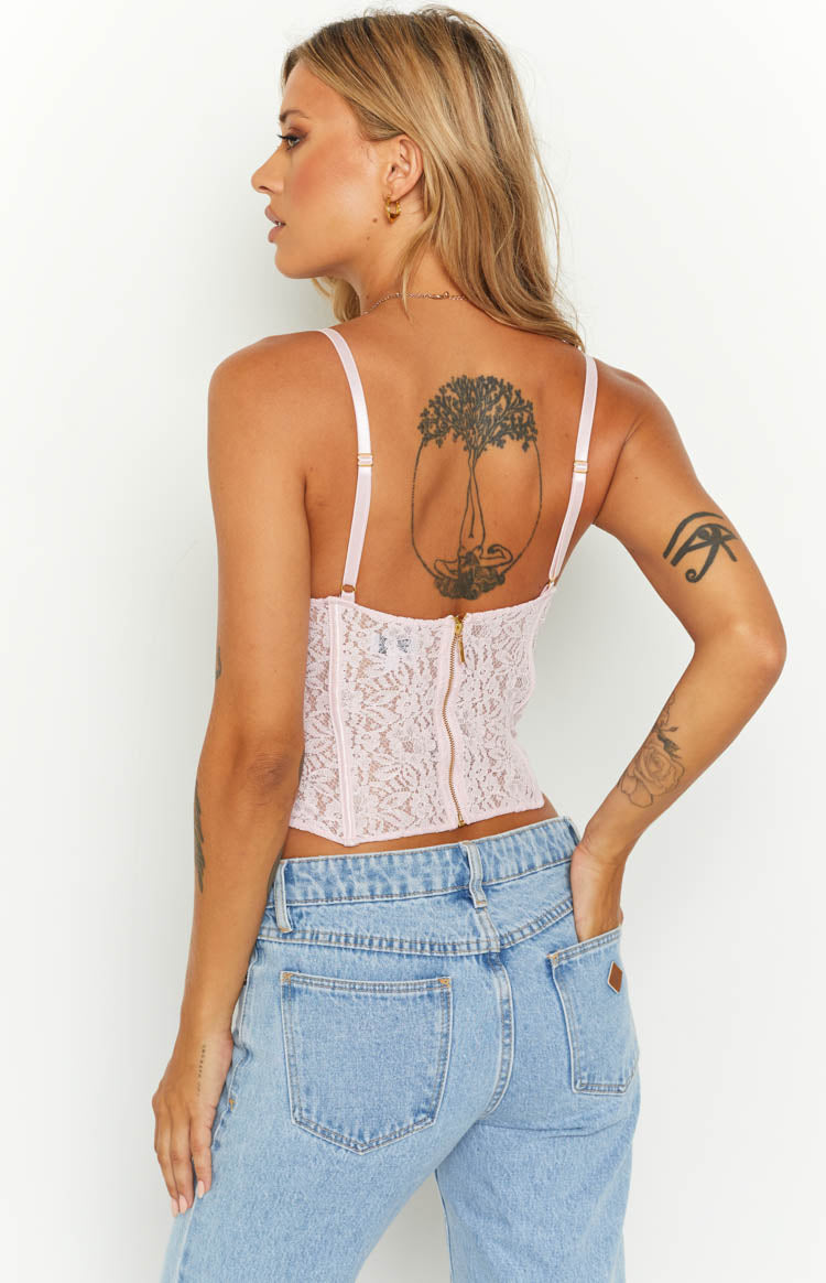 Louisa Pink Lace Corset Top Image