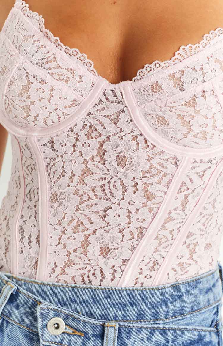 Louisa Pink Lace Corset Top Image