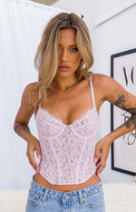 Louisa Pink Lace Corset Top Image
