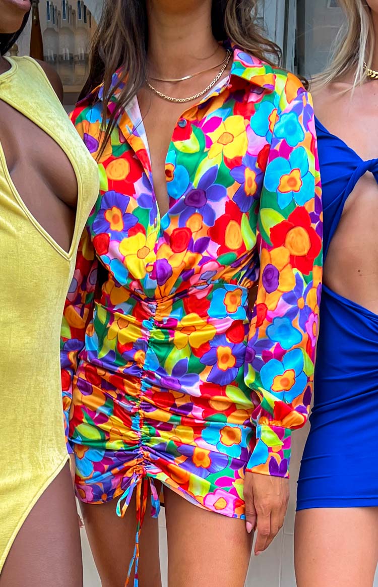 Lover Satin Shirt Dress Multi Floral Image