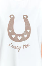 Lucky You White Western Tee